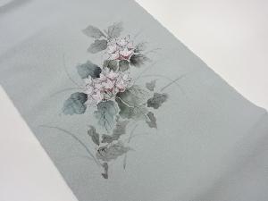 作家物　縮緬地手描き桔梗模様名古屋帯